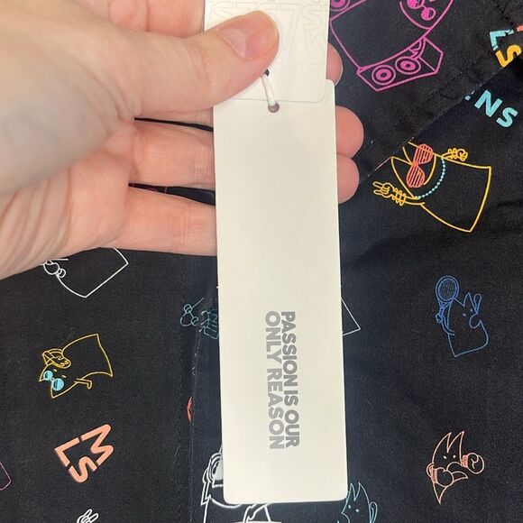 Men’s Short Sleeve Black Printed Button Down Shirt by Magnlens size Medium NWT - Picture 7 of 11